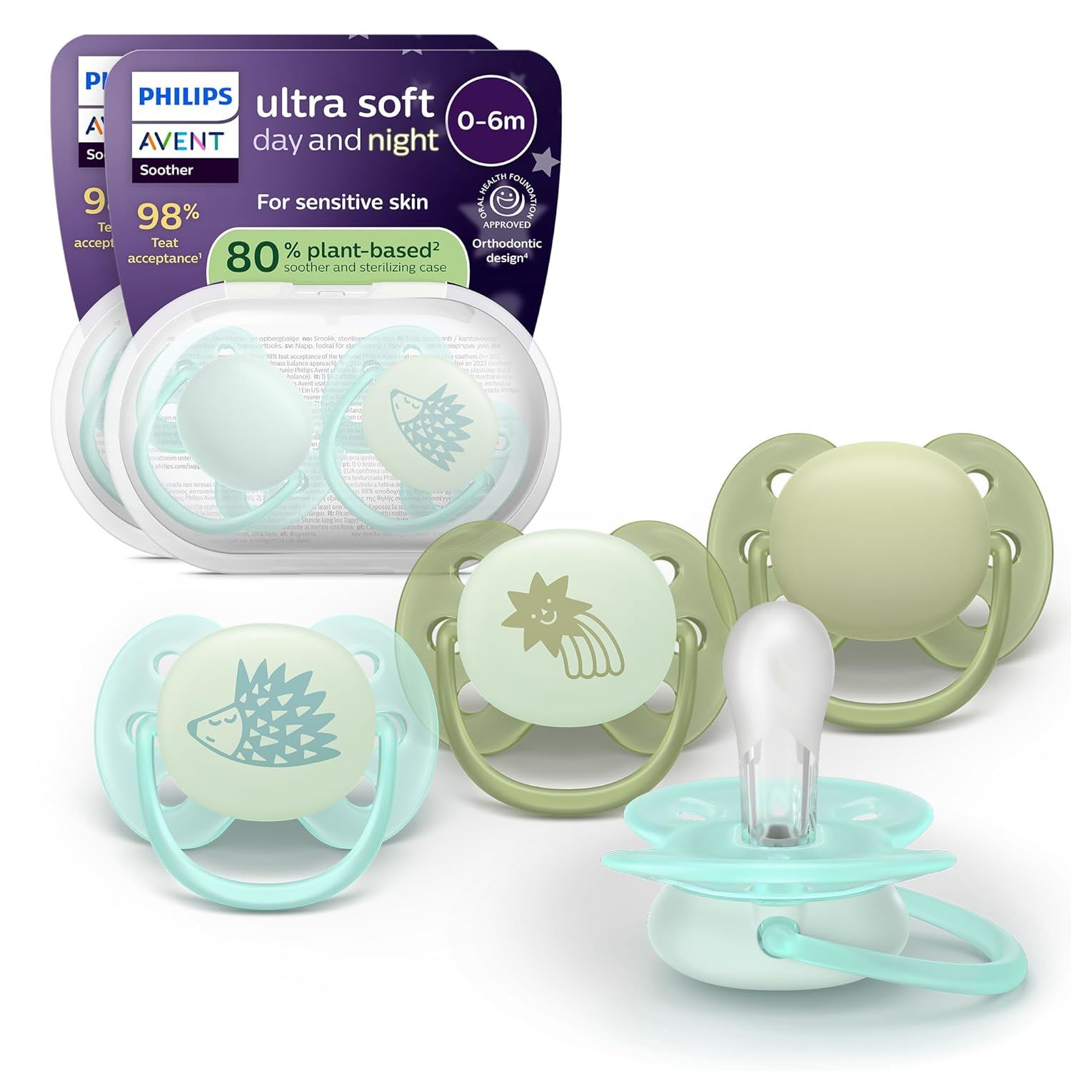 Philips Avent Chupón Ultra Soft Día y Noche 4 Pack
